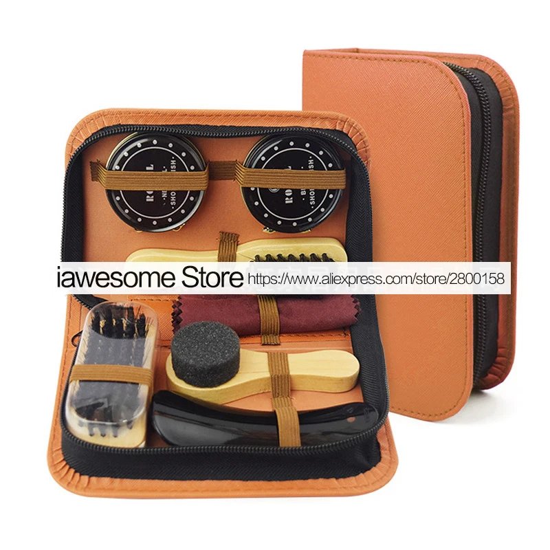 Professional Shoes Care Kit Portable For Boots Sneakers Cleaning Set Polish Brush horn Shine Polishing Tool For Leather Shoes