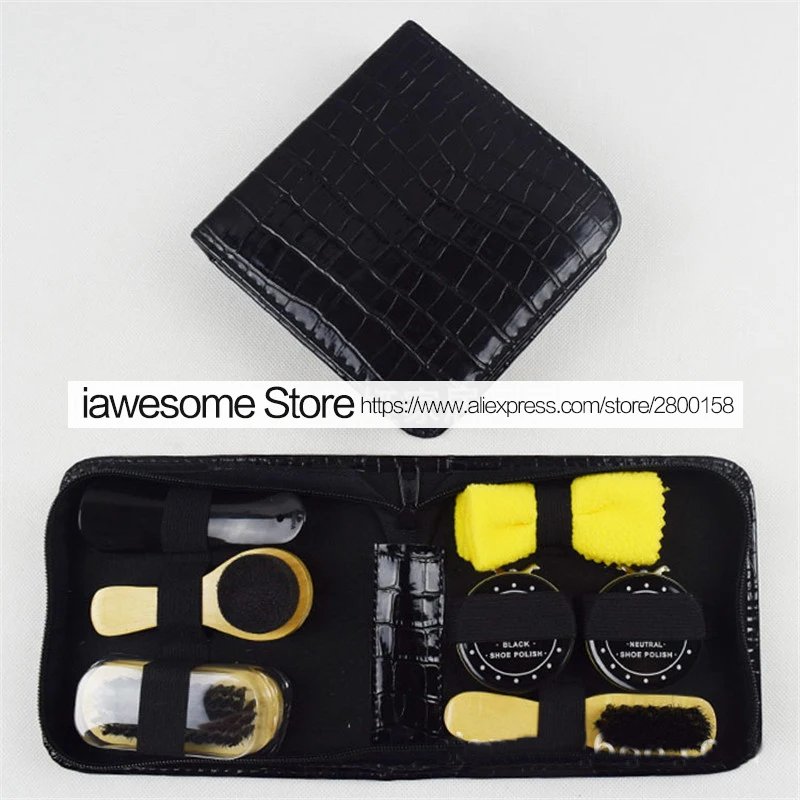 Professional Shoes Care Kit Portable For Boots Sneakers Cleaning Set Polish Brush horn Shine Polishing Tool For Leather Shoes