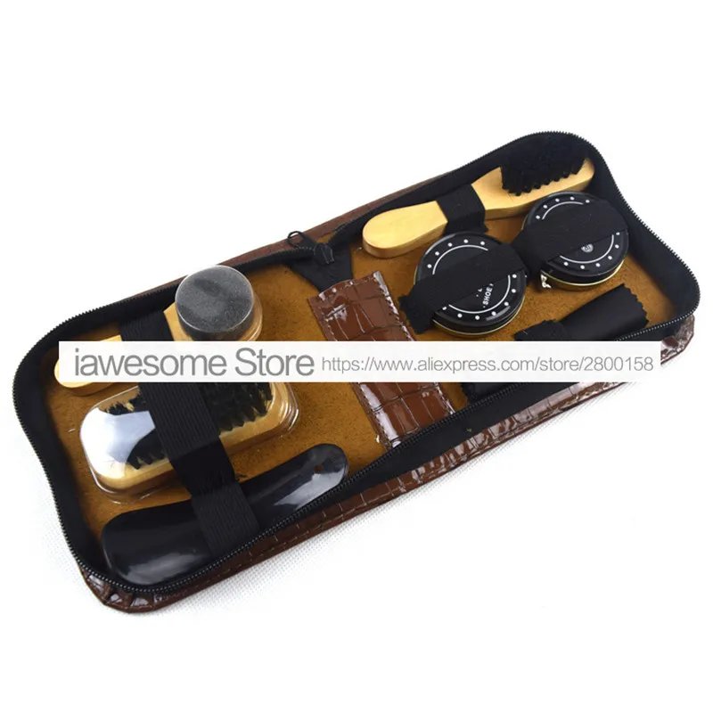 Professional Shoes Care Kit Portable For Boots Sneakers Cleaning Set Polish Brush horn Shine Polishing Tool For Leather Shoes