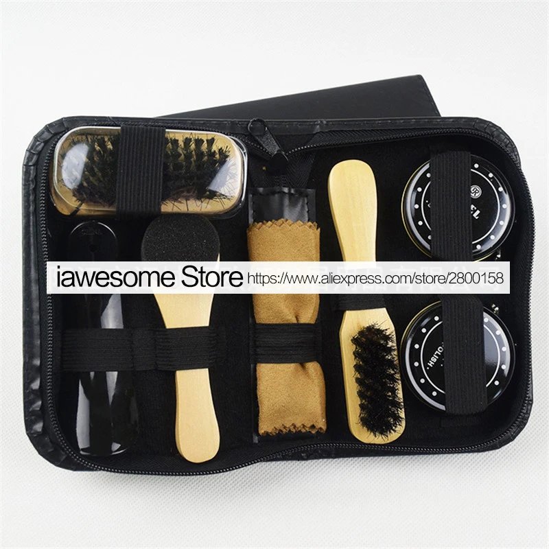 Professional Shoes Care Kit Portable For Boots Sneakers Cleaning Set Polish Brush horn Shine Polishing Tool For Leather Shoes