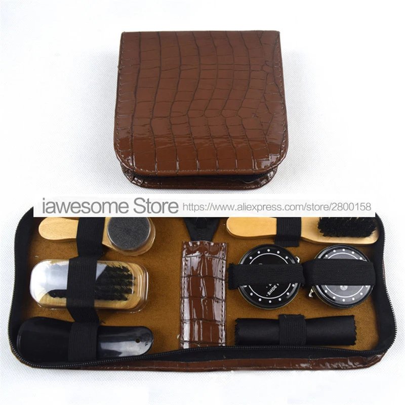 Professional Shoes Care Kit Portable For Boots Sneakers Cleaning Set Polish Brush horn Shine Polishing Tool For Leather Shoes