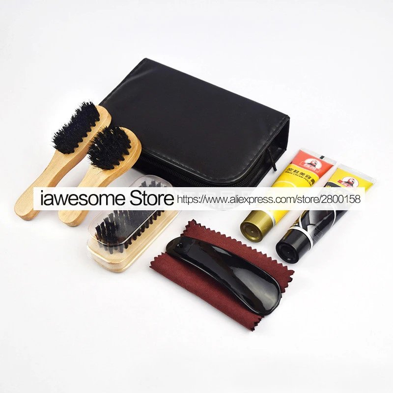 Professional Shoes Care Kit Portable For Boots Sneakers Cleaning Set Polish Brush horn Shine Polishing Tool For Leather Shoes