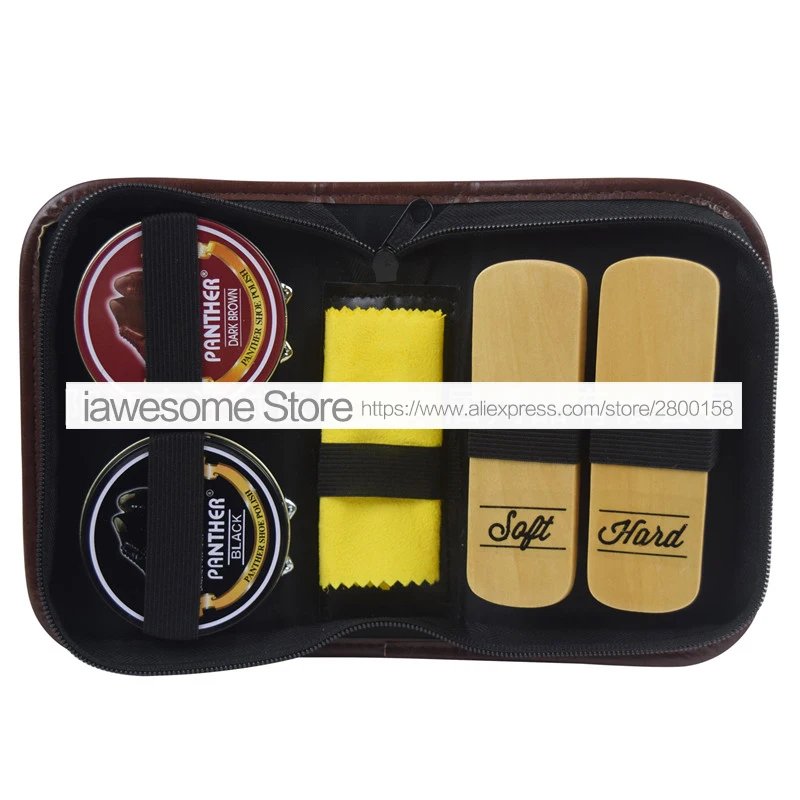 Professional Shoes Care Kit Portable For Boots Sneakers Cleaning Set Polish Brush horn Shine Polishing Tool For Leather Shoes