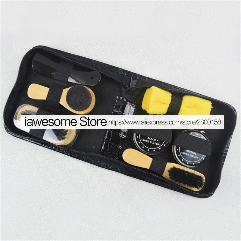 Professional Shoes Care Kit Portable For Boots Sneakers Cleaning Set Polish Brush horn Shine Polishing Tool For Leather Shoes
