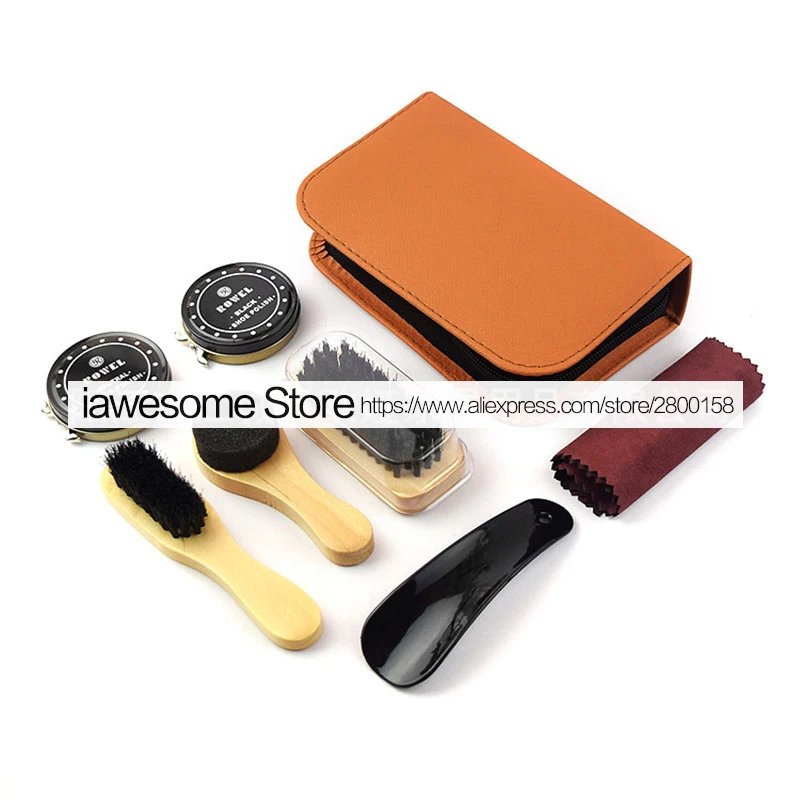 Professional Shoes Care Kit Portable For Boots Sneakers Cleaning Set Polish Brush horn Shine Polishing Tool For Leather Shoes
