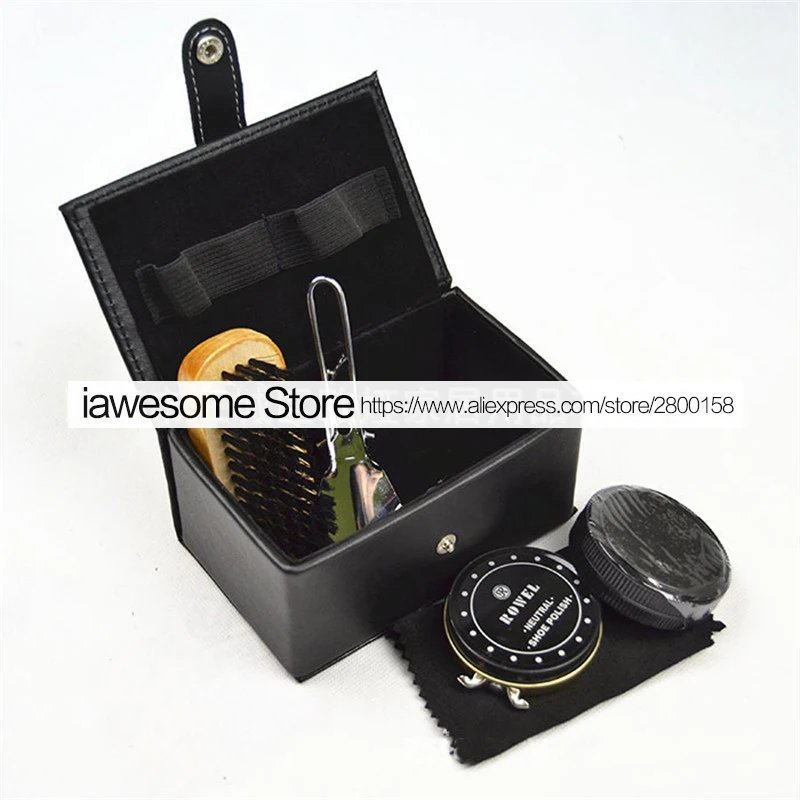 Professional Shoes Care Kit Portable For Boots Sneakers Cleaning Set Polish Brush horn Shine Polishing Tool For Leather Shoes