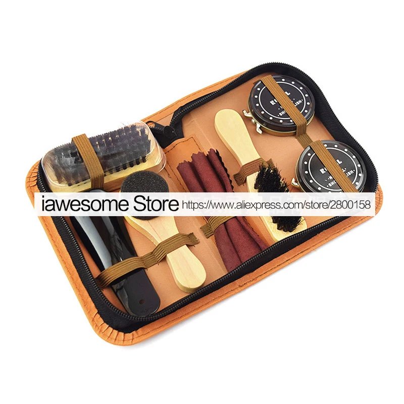 Professional Shoes Care Kit Portable For Boots Sneakers Cleaning Set Polish Brush horn Shine Polishing Tool For Leather Shoes