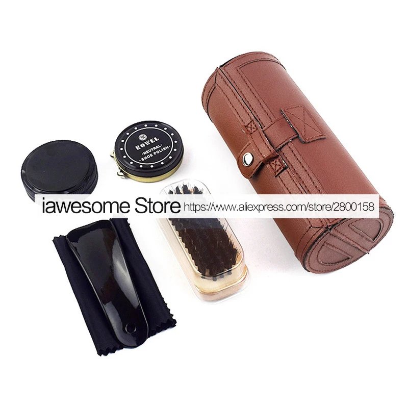 Professional Shoes Care Kit Portable For Boots Sneakers Cleaning Set Polish Brush horn Shine Polishing Tool For Leather Shoes