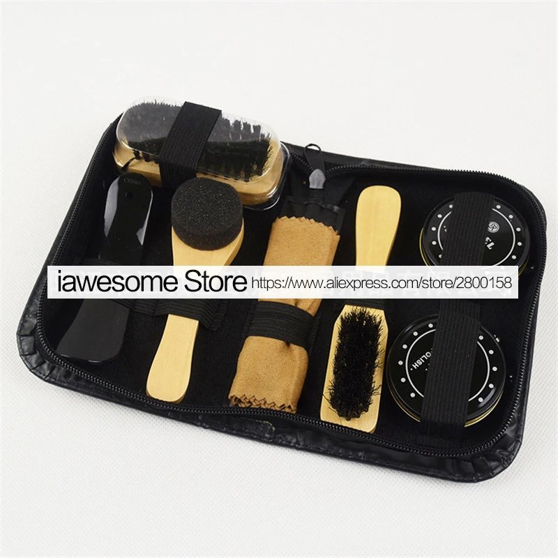 Professional Shoes Care Kit Portable For Boots Sneakers Cleaning Set Polish Brush horn Shine Polishing Tool For Leather Shoes