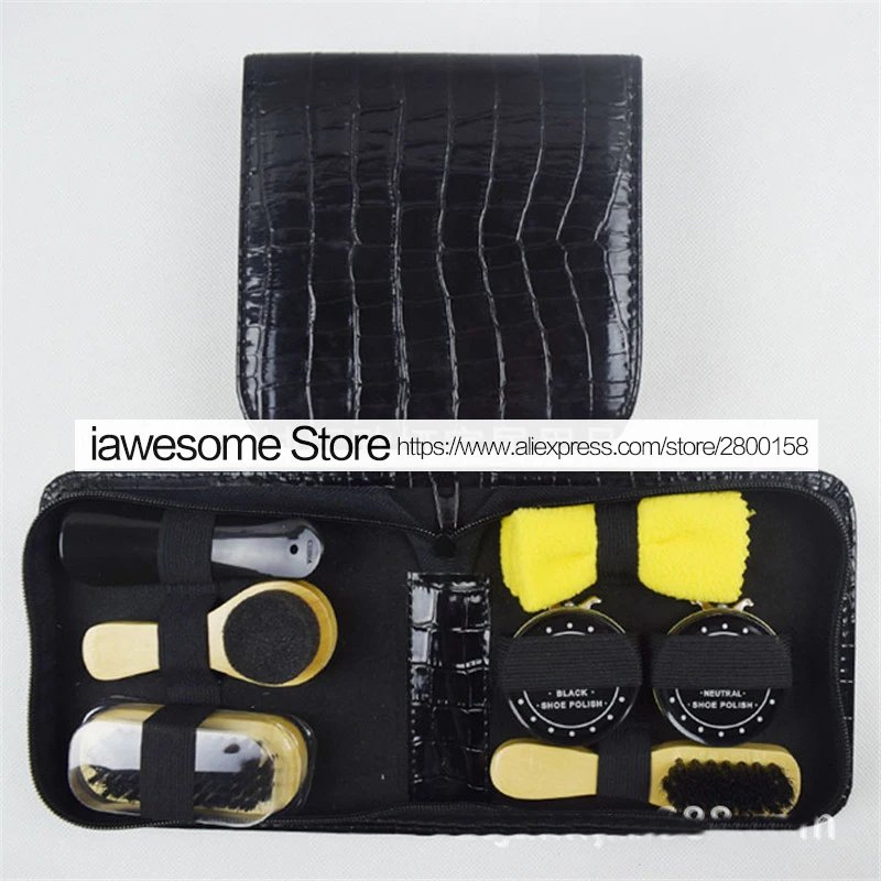 Professional Shoes Care Kit Portable For Boots Sneakers Cleaning Set Polish Brush horn Shine Polishing Tool For Leather Shoes