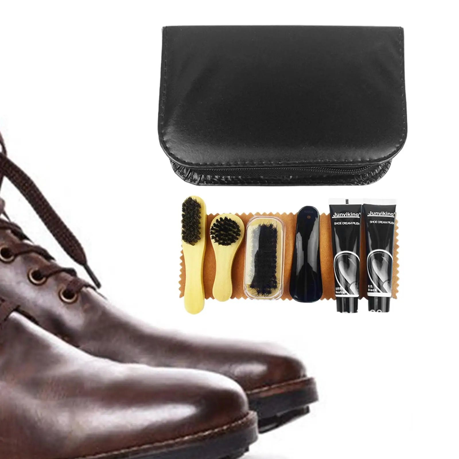 Shoe Polish Care Kit Travel Shoe Cleaning with Bag Shoe Shoehorn Shoe Shine Care Kit