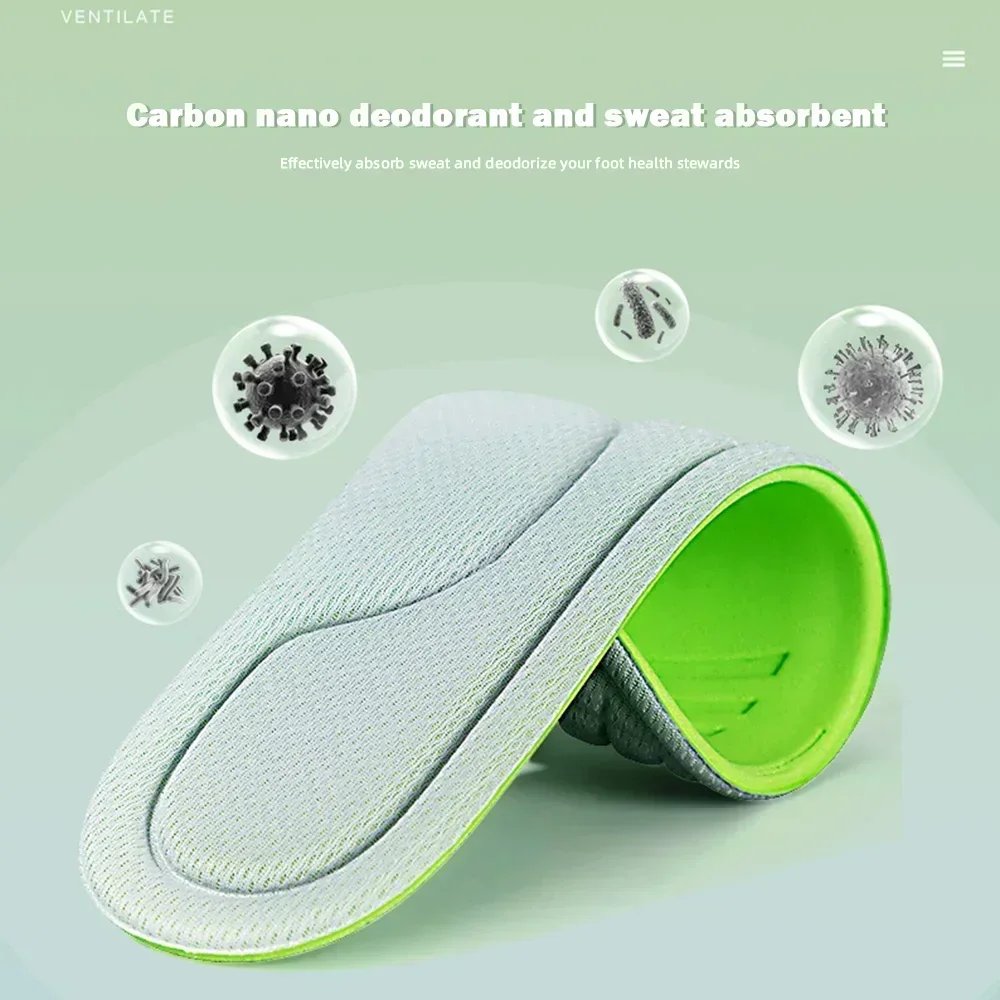 Unisex Soft Memory Foam Orthopedic Insoles Deodorizing Insole for Shoes Sports Absorbs Sweat Soft Antibacterial Shoe Accessories
