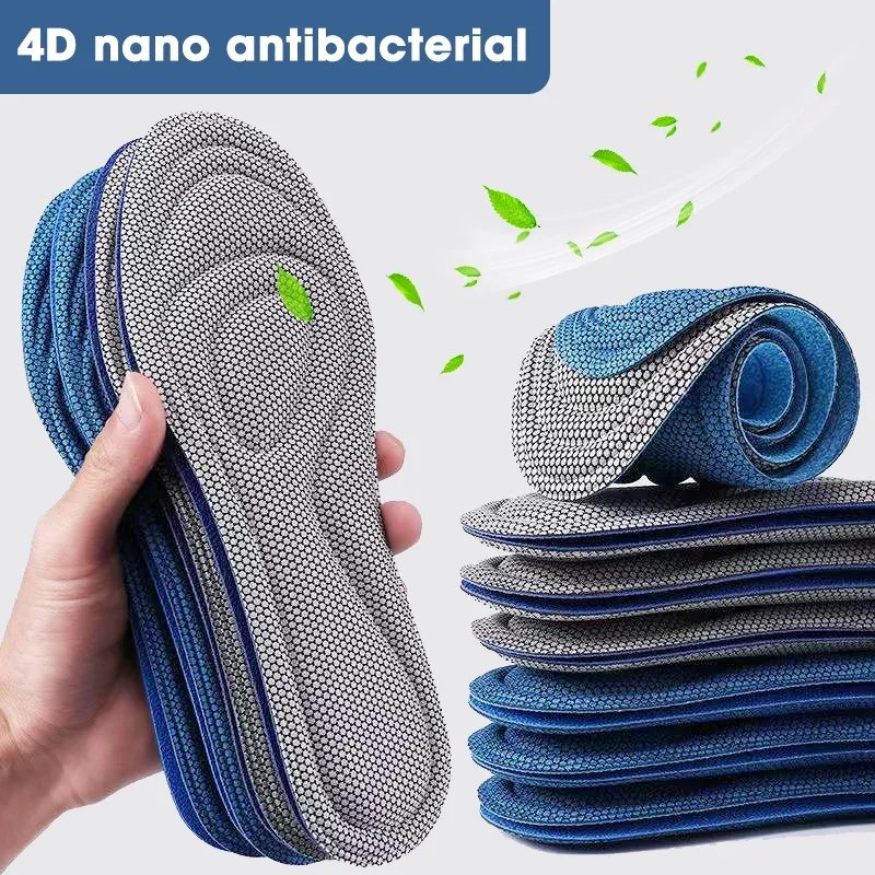 4pcs Memory Foam Orthopedic Insoles for Shoes Men Women Nano Antibacterial Deodorization Insole Sweat Absorption Running Cushion