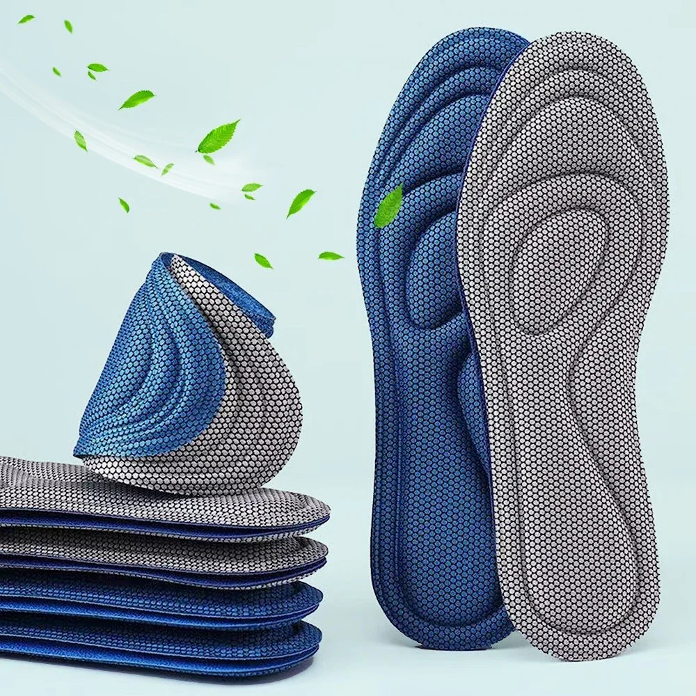 4pcs Memory Foam Orthopedic Insoles for Shoes Men Women Nano Antibacterial Deodorization Insole Sweat Absorption Running Cushion