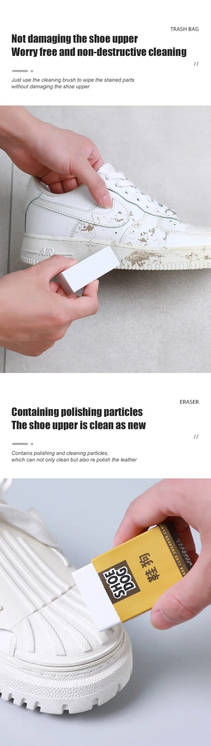 White Shoe Cleaner Clean Slippers Shoes Athlete's Foot Cleaning Gadgets Household Cleaning Brush Tennis Sneakers Eraser Tools