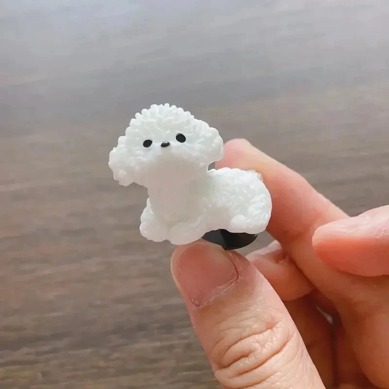 3D Cute Mini Puppy Shoe Decoration Set Detachable Diy Bichon Frise Dog Figurines Accessory, Used For Clogs, Holiday Party Gifts
