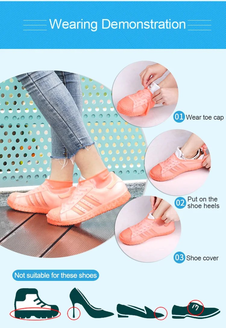 1pc Reusable Unisex Wearable Waterproof Protective Rainproof Silicon Shoe Cover