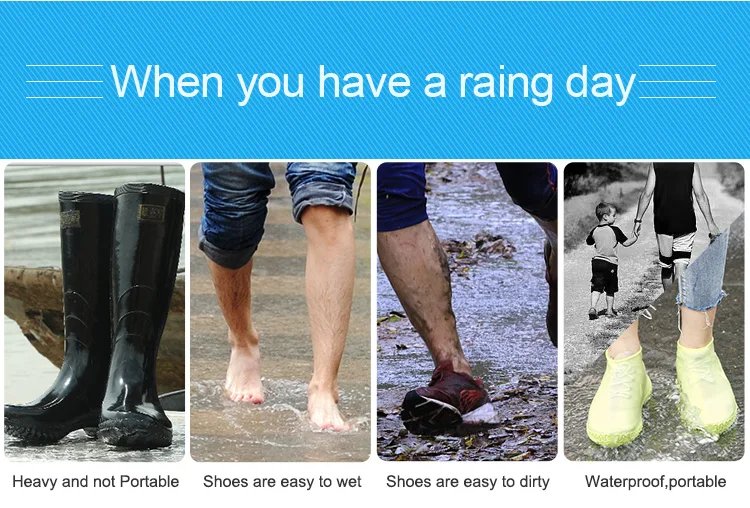 1pc Reusable Unisex Wearable Waterproof Protective Rainproof Silicon Shoe Cover