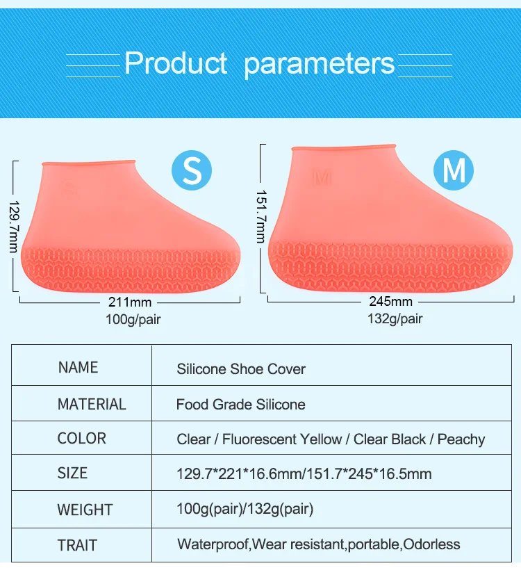 1pc Reusable Unisex Wearable Waterproof Protective Rainproof Silicon Shoe Cover