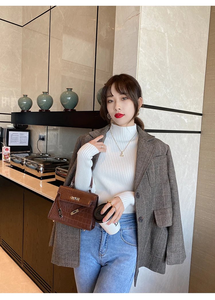 Purchase limit 1 piece Elegant Solid Basic Knitted Tops Women Turtlneck Sweater Long Sleeve Casual Slim Pullover Korean Fashion Simple Chic Clothes