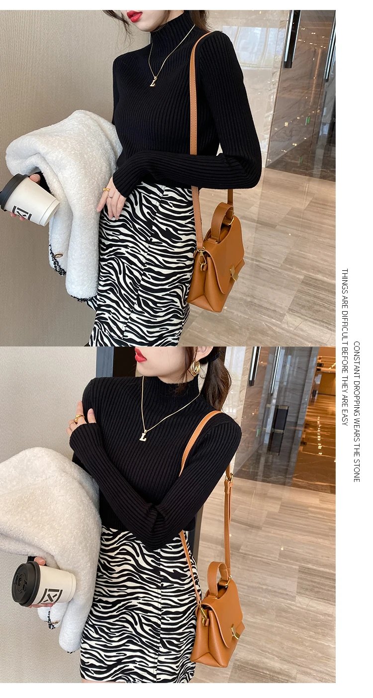 Purchase limit 1 piece Elegant Solid Basic Knitted Tops Women Turtlneck Sweater Long Sleeve Casual Slim Pullover Korean Fashion Simple Chic Clothes