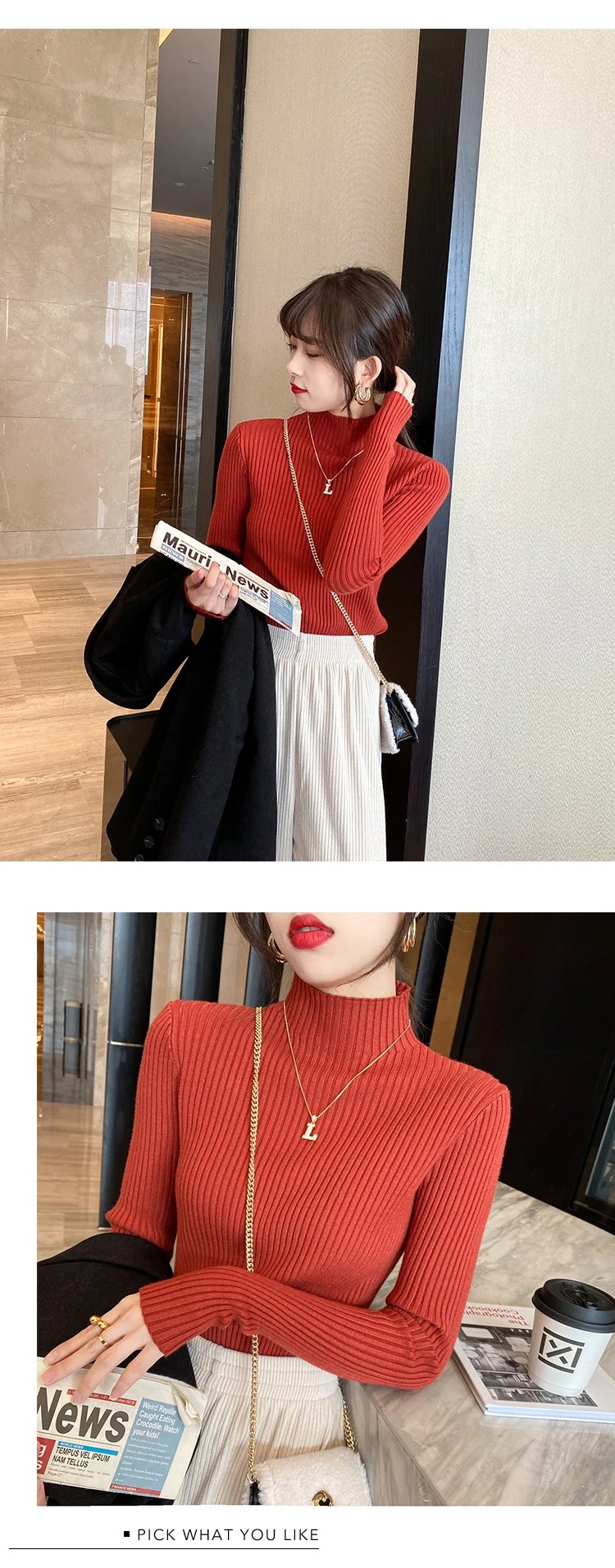 Purchase limit 1 piece Elegant Solid Basic Knitted Tops Women Turtlneck Sweater Long Sleeve Casual Slim Pullover Korean Fashion Simple Chic Clothes