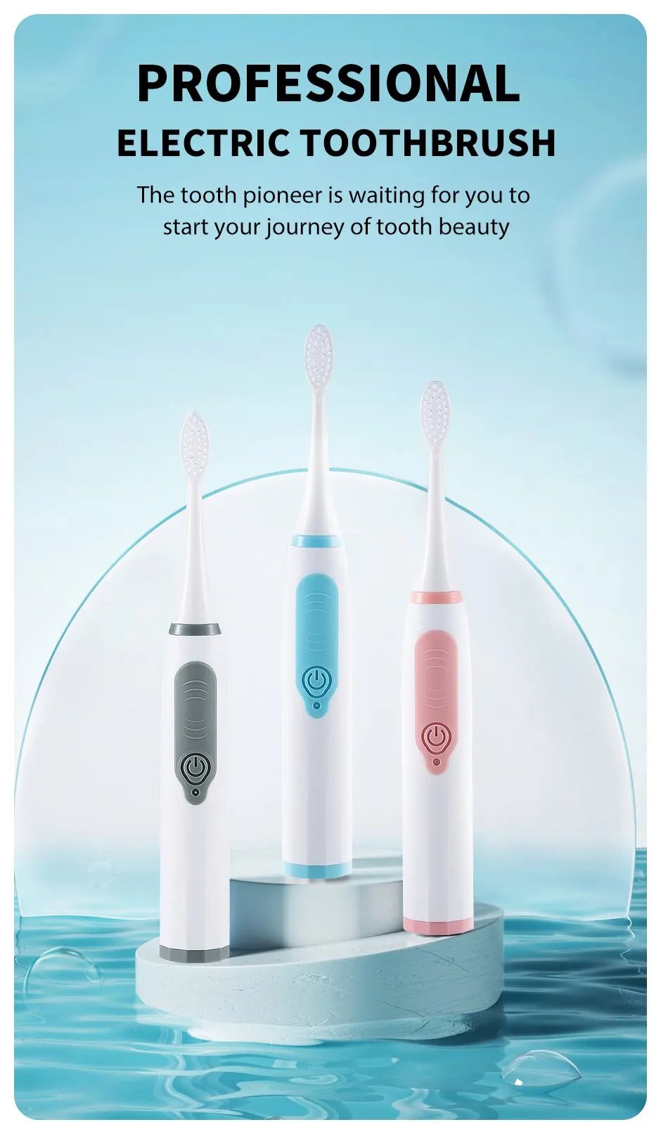 Purchase limit 1 piece Sonic Electric Toothbrush for Men and Women Adult Household Non Rechargeable Soft Hair IPX6 Waterproof Purchase limit 1 piece Sonic Electric Toothbrush for Men and Women Adult Household Non Rechargeable Soft Hair IPX6 Waterproof