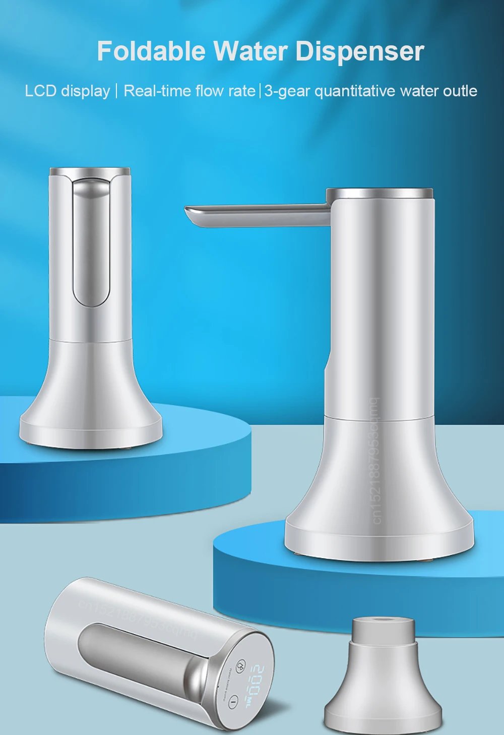 Purchase limit 1 piece Electric Water Gallon Bottle Pump Automatic Water Dispenser Pump 19 Liters Foldable Desktop Water Bottle Pump H3 Rechargeable