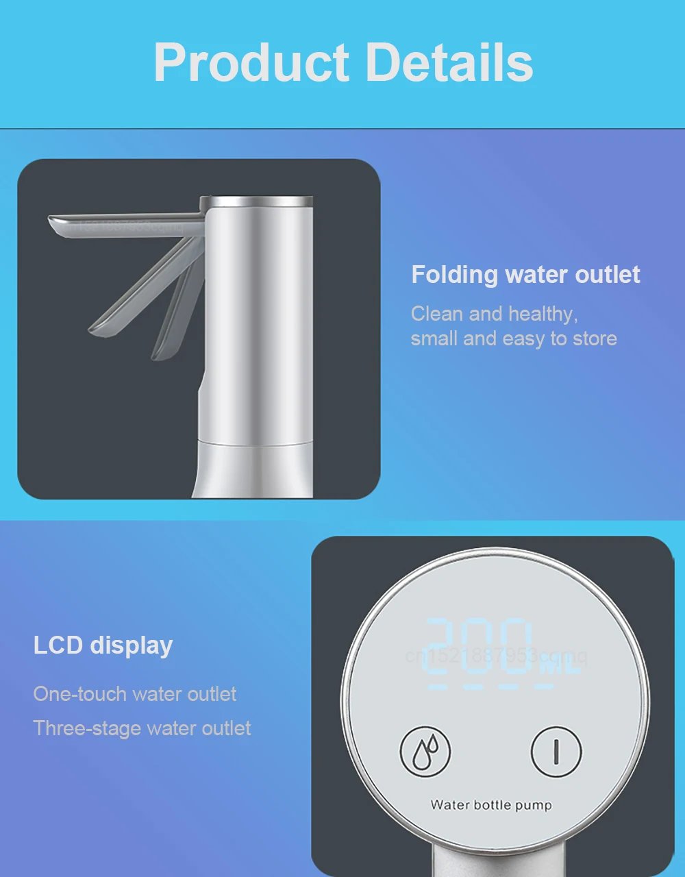 Purchase limit 1 piece Electric Water Gallon Bottle Pump Automatic Water Dispenser Pump 19 Liters Foldable Desktop Water Bottle Pump H3 Rechargeable