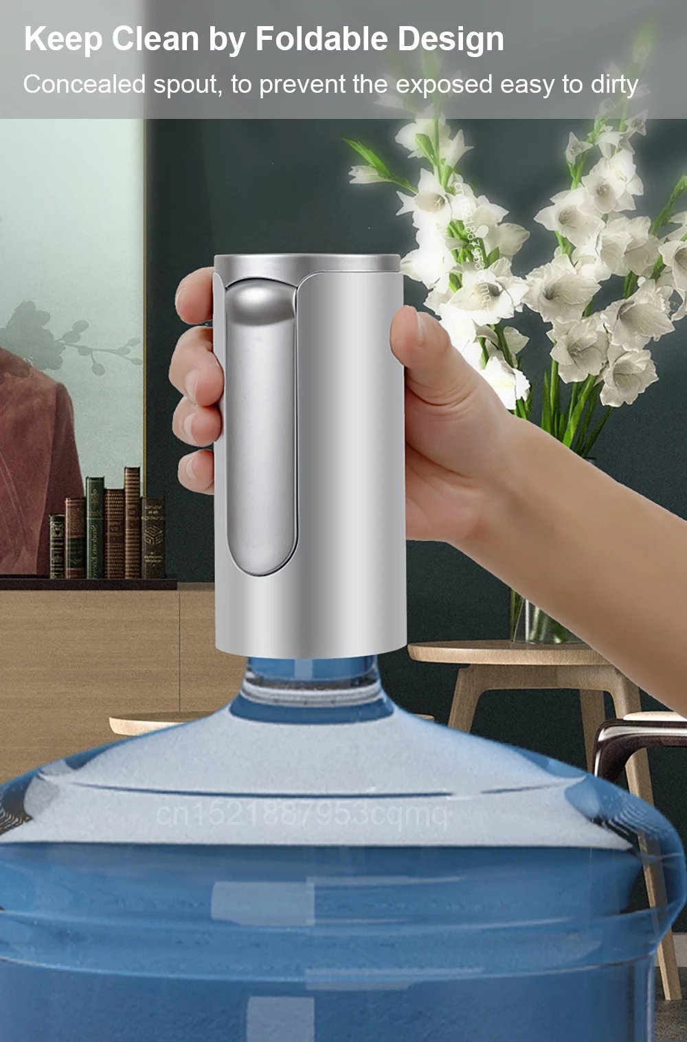 Purchase limit 1 piece Electric Water Gallon Bottle Pump Automatic Water Dispenser Pump 19 Liters Foldable Desktop Water Bottle Pump H3 Rechargeable