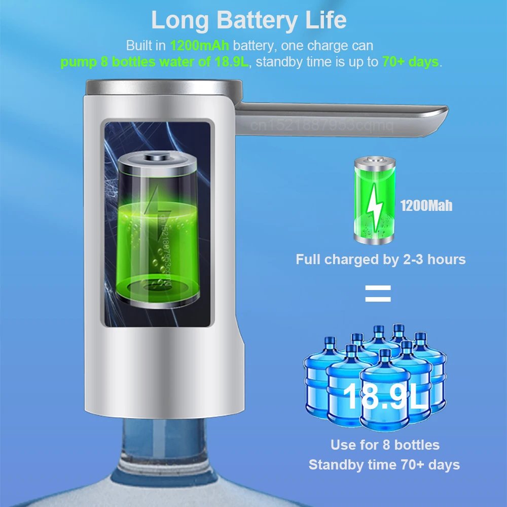 Purchase limit 1 piece Electric Water Gallon Bottle Pump Automatic Water Dispenser Pump 19 Liters Foldable Desktop Water Bottle Pump H3 Rechargeable