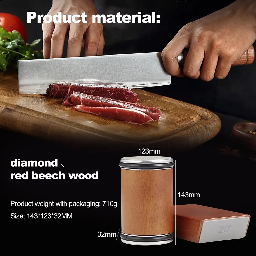 Wooden Roller Sharpeners Rolling Knife Sharpener 15/20° Magnetic Angle Non-Slip Ideal for Kitchen DIY Tasks Diamond Accessory Wooden Roller Sharpeners Rolling Knife Sharpener 15/20° Magnetic Angle Non-Slip Ideal for Kitchen DIY Tasks Diamond Accessory