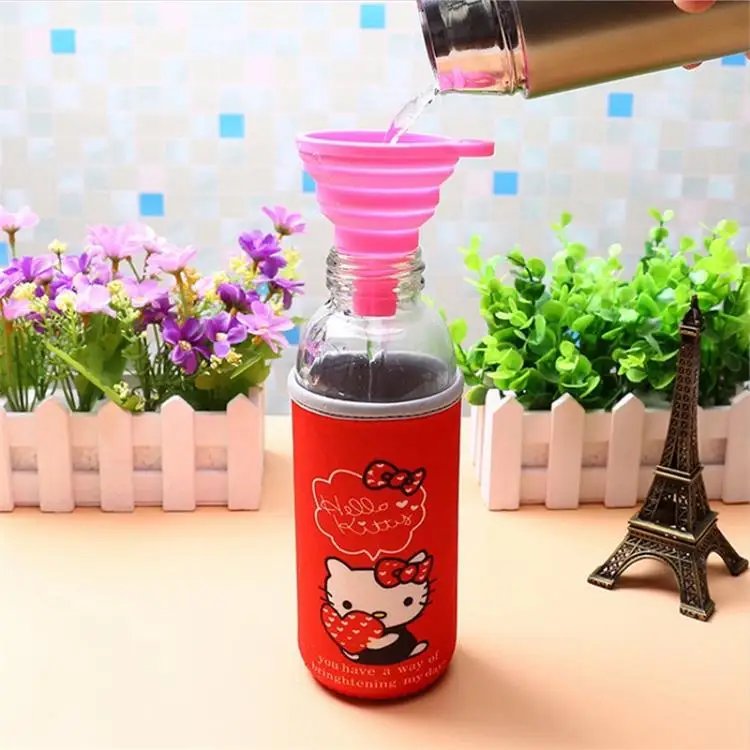 1pc Red Silicone Funnel Mini Multifunctional Convenient Kitchen Folding And Sub Packaging Tools Kitchen Supplies