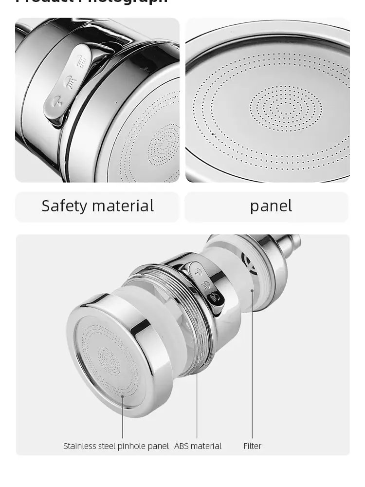 Kitchen Faucet Sprayer 3 Modes Rotatable Filter Splash-proof Head Flexible Water Saving Pressurised Fauce Replacement Accessory