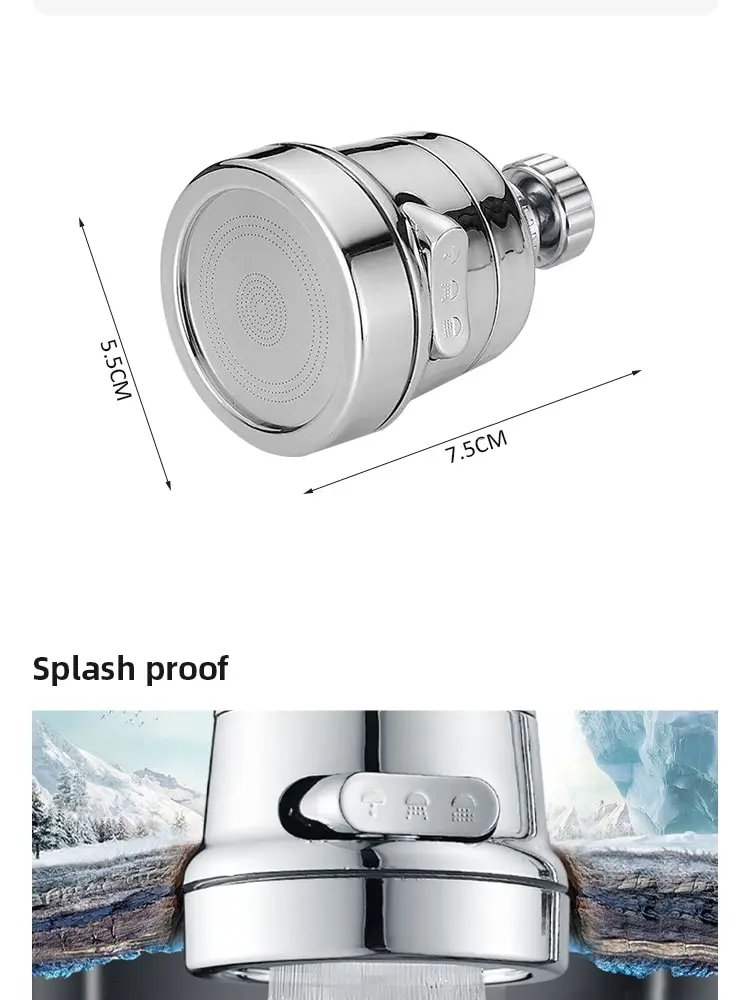 Kitchen Faucet Sprayer 3 Modes Rotatable Filter Splash-proof Head Flexible Water Saving Pressurised Fauce Replacement Accessory