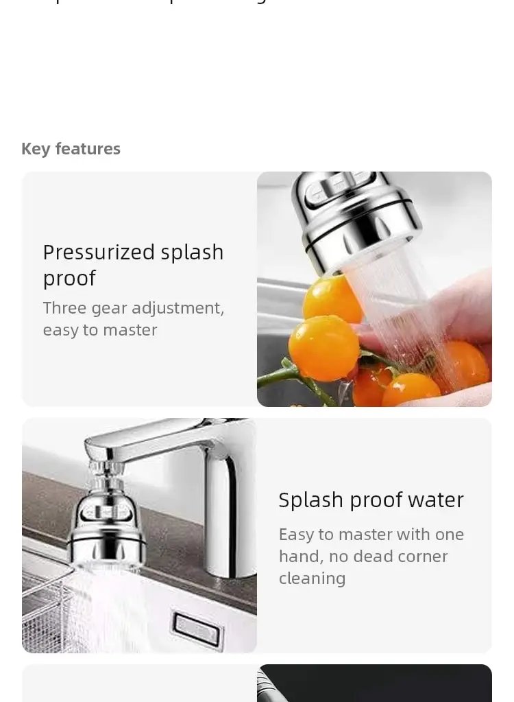 Kitchen Faucet Sprayer 3 Modes Rotatable Filter Splash-proof Head Flexible Water Saving Pressurised Fauce Replacement Accessory