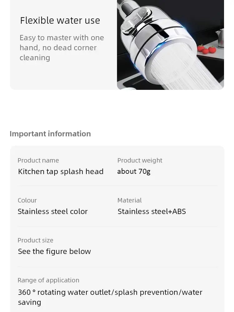 Kitchen Faucet Sprayer 3 Modes Rotatable Filter Splash-proof Head Flexible Water Saving Pressurised Fauce Replacement Accessory