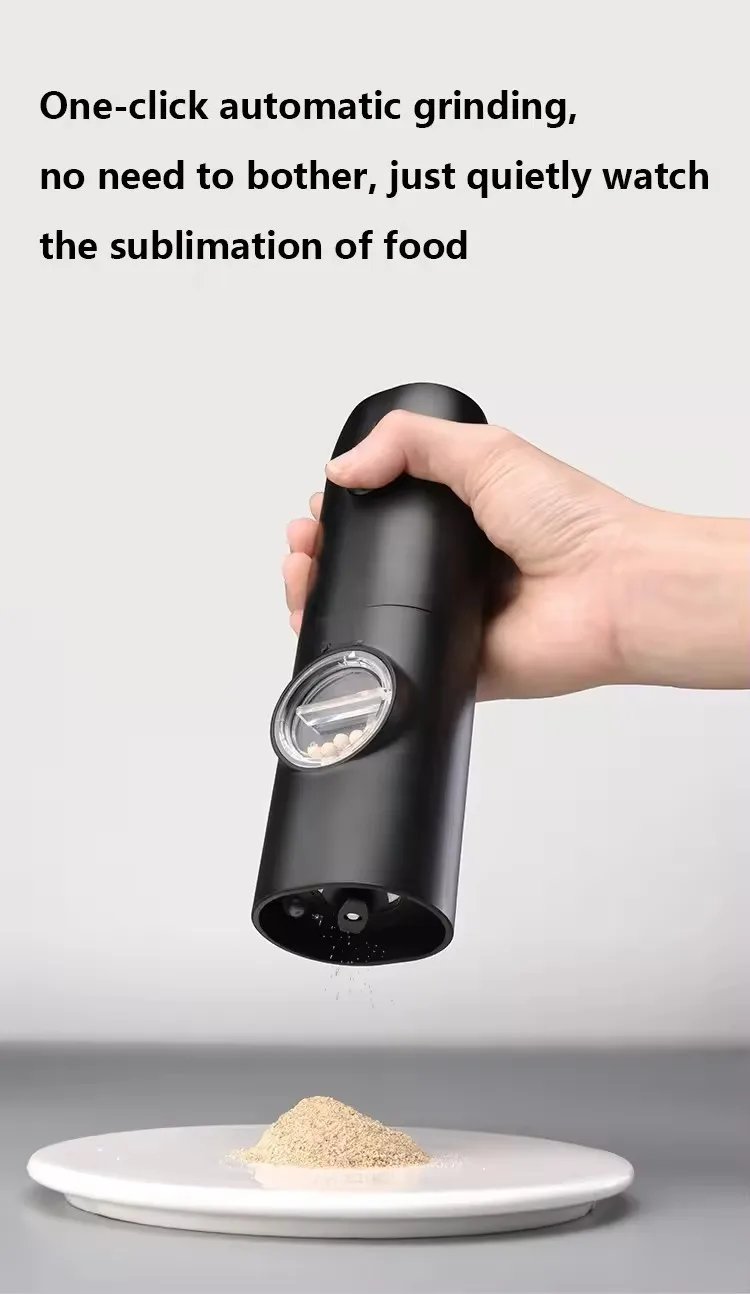 Automatic Pepper Grinder Salt And Pepper Grinder USB Rechargeable Adjustable Coarseness Spice Mill With LED Light Kitchen Tool