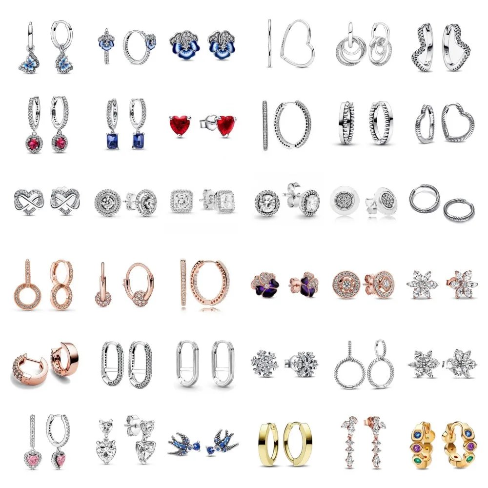 2023 Double Hoop Butterfly Earrings Fit Original Charms Diy Fine Jewelry Gift For Women Making Accessories 925 Silver Plated