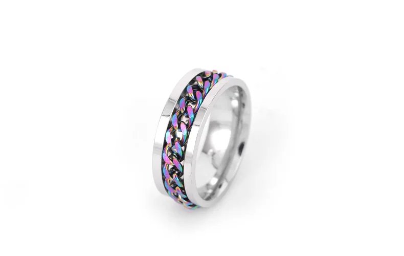 Rotate Chain Finger Ring for Rotating Anxiety Fashion Stainless Steel Chain Ring Spinner Band Bottle Opener Accessory Rotate Chain Finger Ring for Rotating Anxiety Fashion Stainless Steel Chain Ring Spinner Band Bottle Opener Accessory