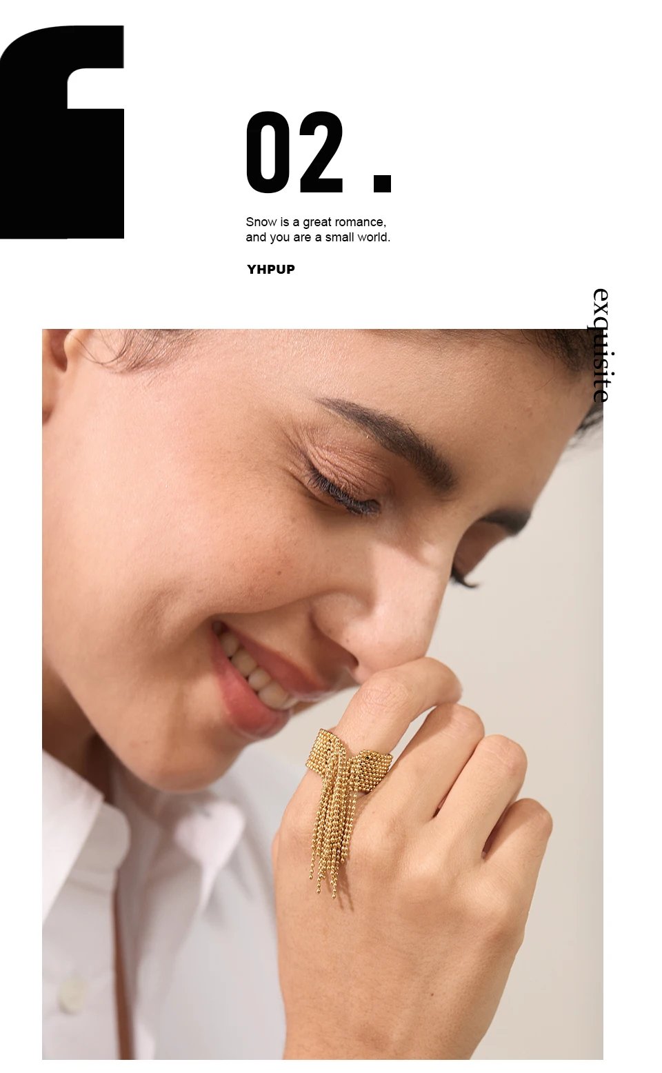 Yhpup Statement Stainless Steel Chain Tassel Finger Ring Adjustable 18K PVD Plated High Quality Charm Stylish Golden Jewelry Yhpup Statement Stainless Steel Chain Tassel Finger Ring Adjustable 18K PVD Plated High Quality Charm Stylish Golden Jewelry