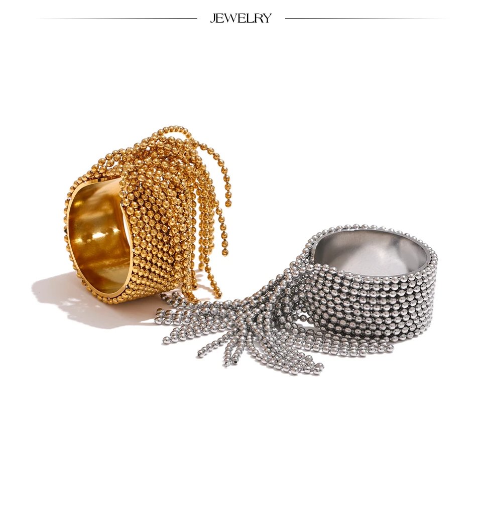 Yhpup Statement Stainless Steel Chain Tassel Finger Ring Adjustable 18K PVD Plated High Quality Charm Stylish Golden Jewelry Yhpup Statement Stainless Steel Chain Tassel Finger Ring Adjustable 18K PVD Plated High Quality Charm Stylish Golden Jewelry