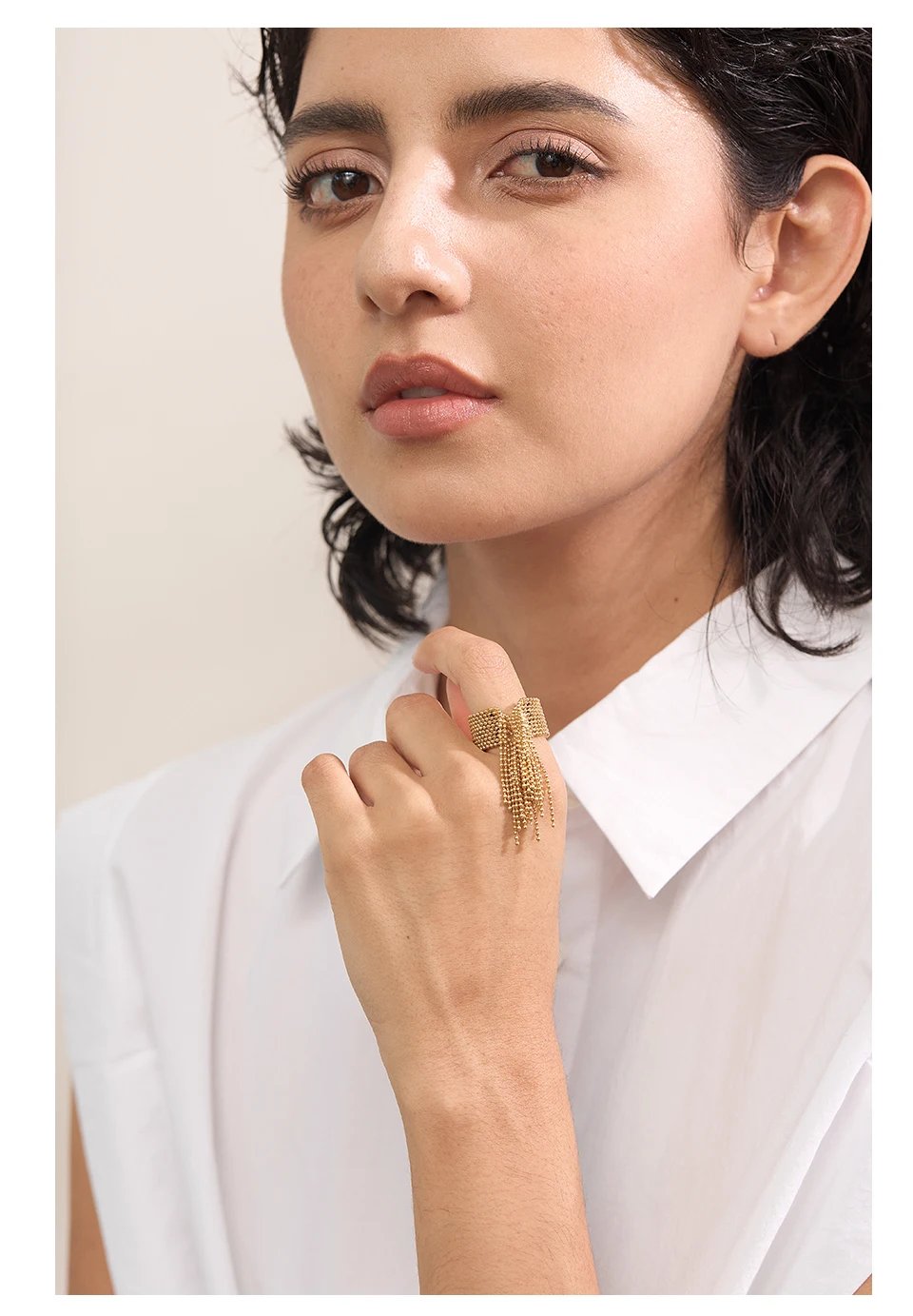 Yhpup Statement Stainless Steel Chain Tassel Finger Ring Adjustable 18K PVD Plated High Quality Charm Stylish Golden Jewelry Yhpup Statement Stainless Steel Chain Tassel Finger Ring Adjustable 18K PVD Plated High Quality Charm Stylish Golden Jewelry