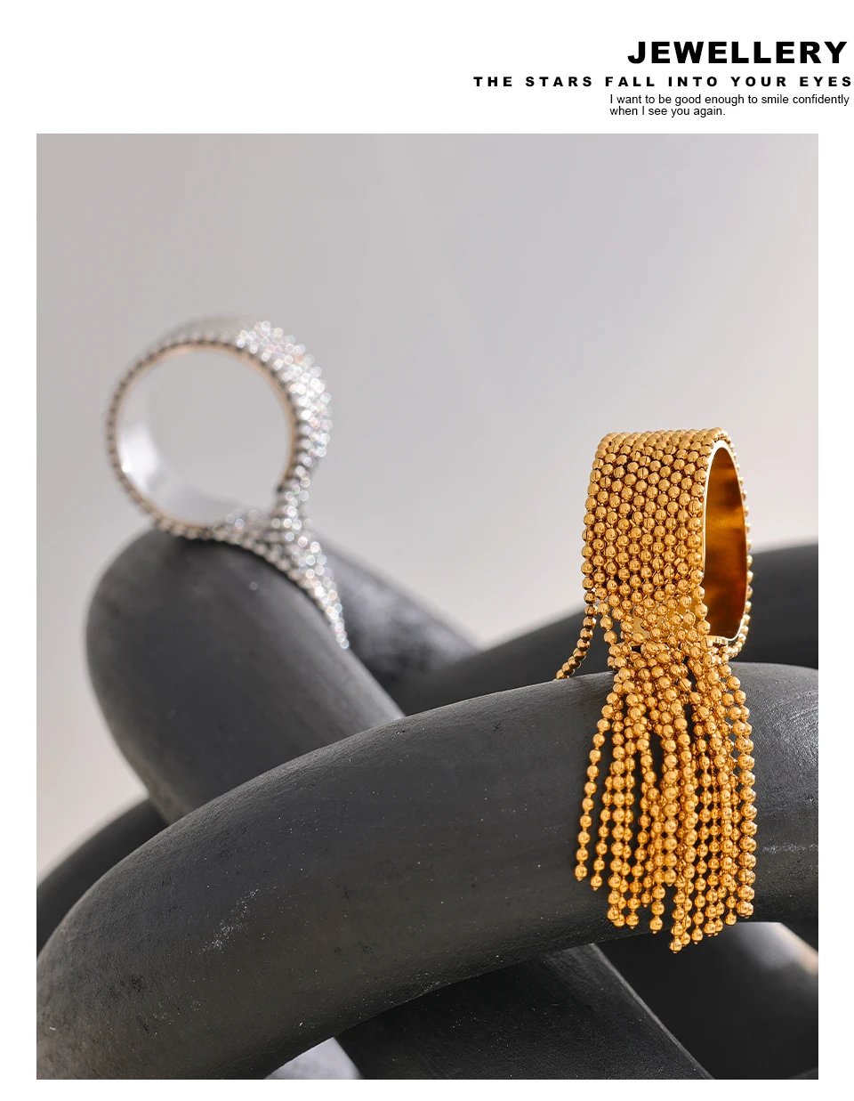 Yhpup Statement Stainless Steel Chain Tassel Finger Ring Adjustable 18K PVD Plated High Quality Charm Stylish Golden Jewelry Yhpup Statement Stainless Steel Chain Tassel Finger Ring Adjustable 18K PVD Plated High Quality Charm Stylish Golden Jewelry