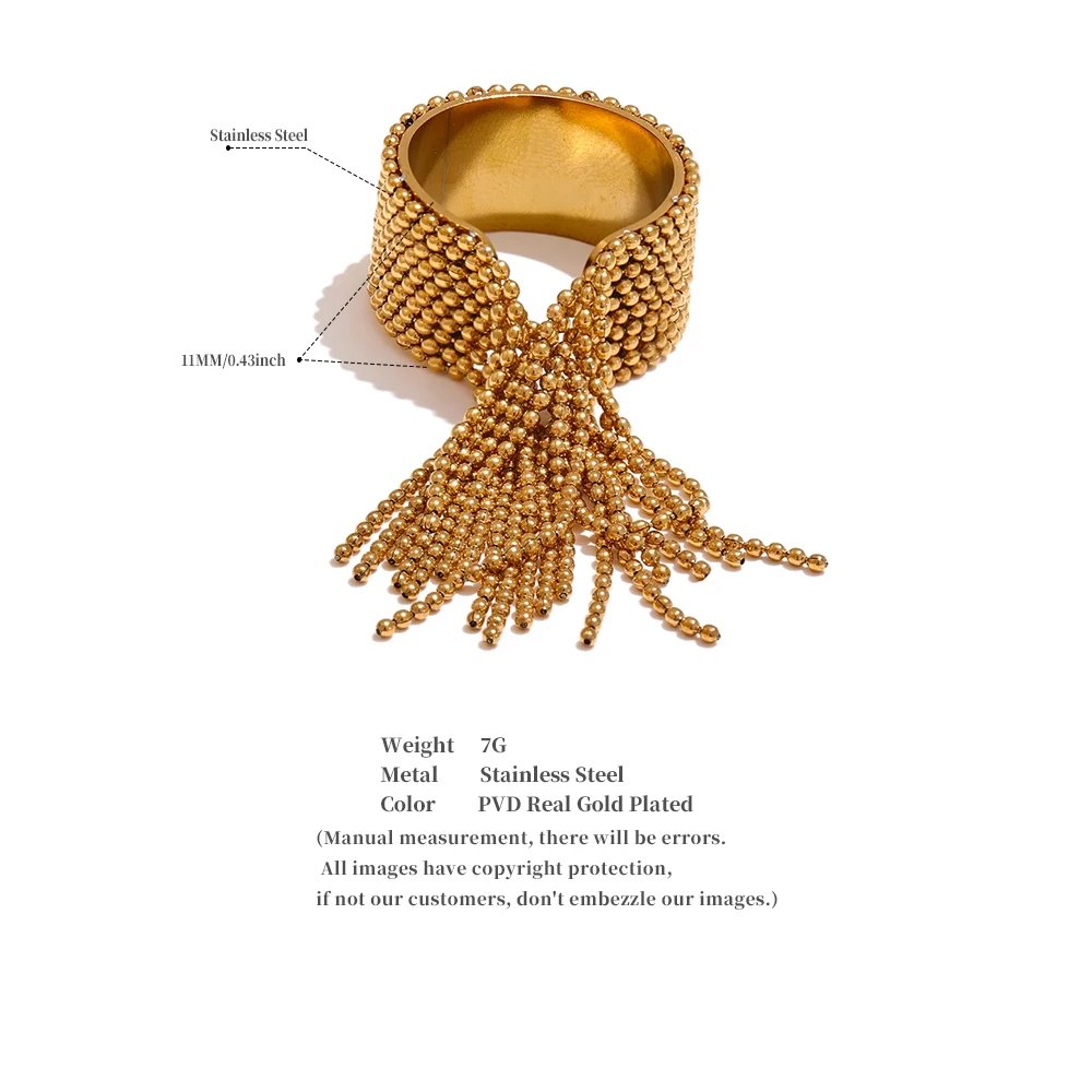 Yhpup Statement Stainless Steel Chain Tassel Finger Ring Adjustable 18K PVD Plated High Quality Charm Stylish Golden Jewelry Yhpup Statement Stainless Steel Chain Tassel Finger Ring Adjustable 18K PVD Plated High Quality Charm Stylish Golden Jewelry
