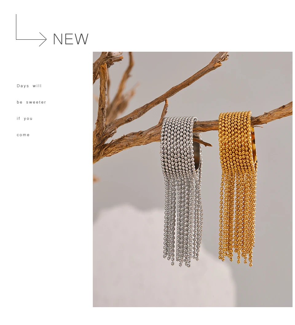 Yhpup Statement Stainless Steel Chain Tassel Finger Ring Adjustable 18K PVD Plated High Quality Charm Stylish Golden Jewelry Yhpup Statement Stainless Steel Chain Tassel Finger Ring Adjustable 18K PVD Plated High Quality Charm Stylish Golden Jewelry