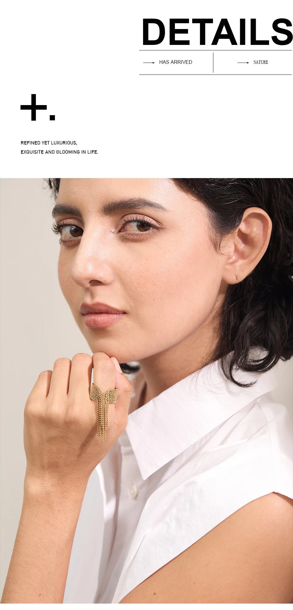 Yhpup Statement Stainless Steel Chain Tassel Finger Ring Adjustable 18K PVD Plated High Quality Charm Stylish Golden Jewelry Yhpup Statement Stainless Steel Chain Tassel Finger Ring Adjustable 18K PVD Plated High Quality Charm Stylish Golden Jewelry