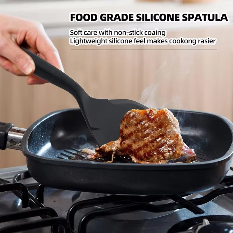 Silicone Spatula Pancakes Shovel Omelette Spatula Turner for Eggs Fish Pancake Non Stick Wide Soft Pizza Shovel Kitchen Scraper