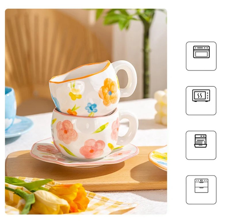 300ML Creative Hand Pinched Irregular Flower Ceramic mug Handmade Coffee Cup Breakfast Milk Afternoon tea cups Korean Style Mugs 300ML Creative Hand Pinched Irregular Flower Ceramic mug Handmade Coffee Cup Breakfast Milk Afternoon tea cups Korean Style Mugs