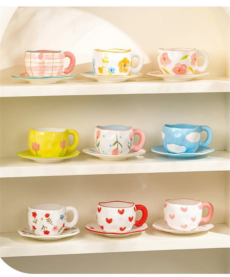 300ML Creative Hand Pinched Irregular Flower Ceramic mug Handmade Coffee Cup Breakfast Milk Afternoon tea cups Korean Style Mugs 300ML Creative Hand Pinched Irregular Flower Ceramic mug Handmade Coffee Cup Breakfast Milk Afternoon tea cups Korean Style Mugs